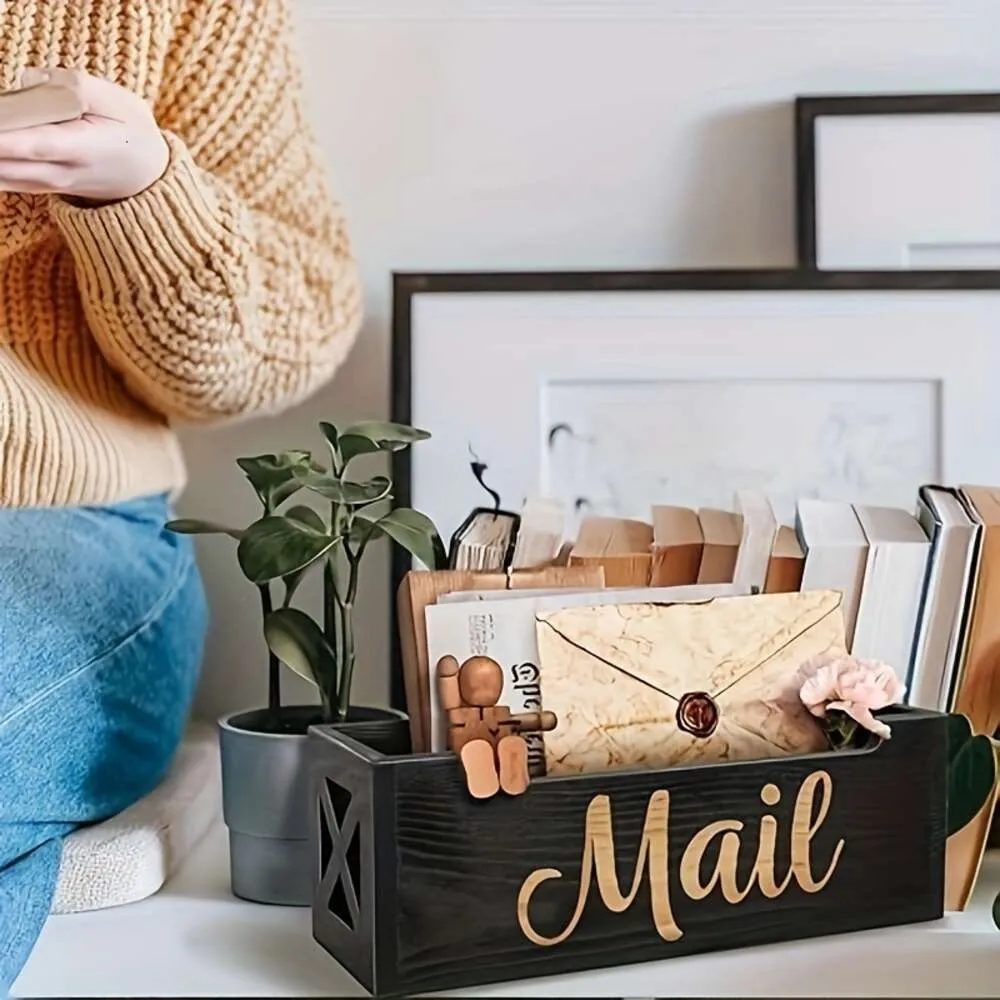 Mail Envelope Box voor Countertop Desktop Decoratie, aan de muur gemonteerde map en papieropslag Organizer Tray, Office Mailbox Holder Home Decor