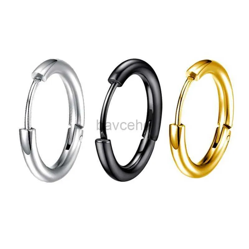 Hoop Huggie 1 paire de boucles d'oreilles créoles rondes punk en acier inoxydable adaptées aux hommes et aux femmes ne se décoloreront pas boucles d'oreilles hip-hop bijoux pour hommes 240326