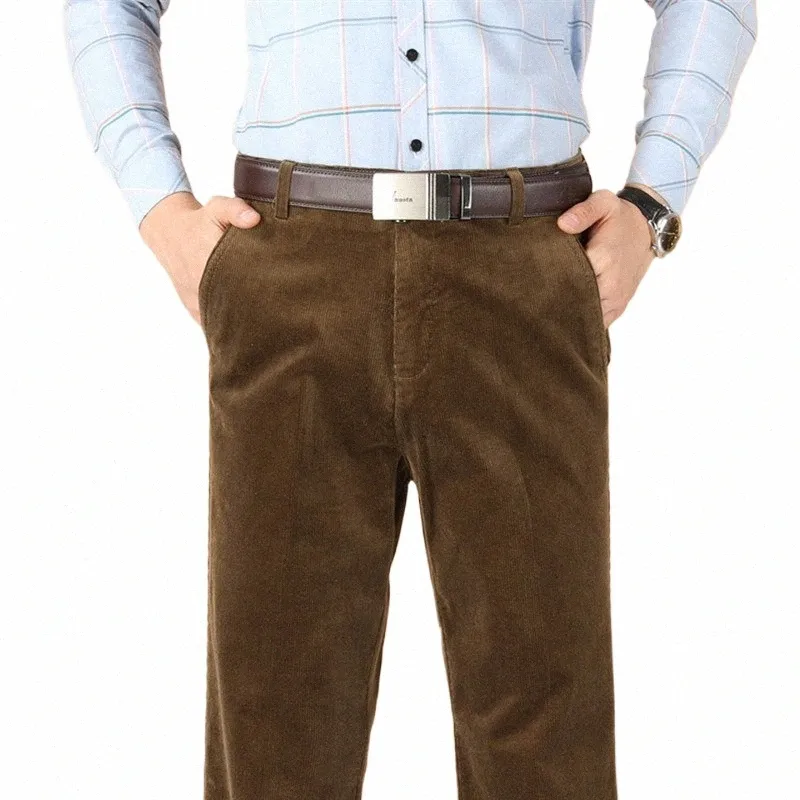 Cintura alta outono veludo calças casuais plana reta solta preto cáqui engrossar calças de inverno para calças masculinas 2023 w59p #