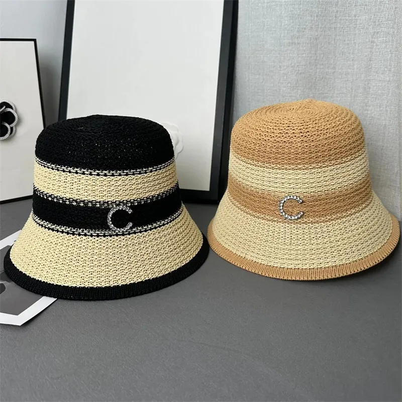 Wide Brim Hats Bucket Hats Straw Hat Women Men Caps Desinger Luxury Cap Sun Hats With Diamonds 2 Colors