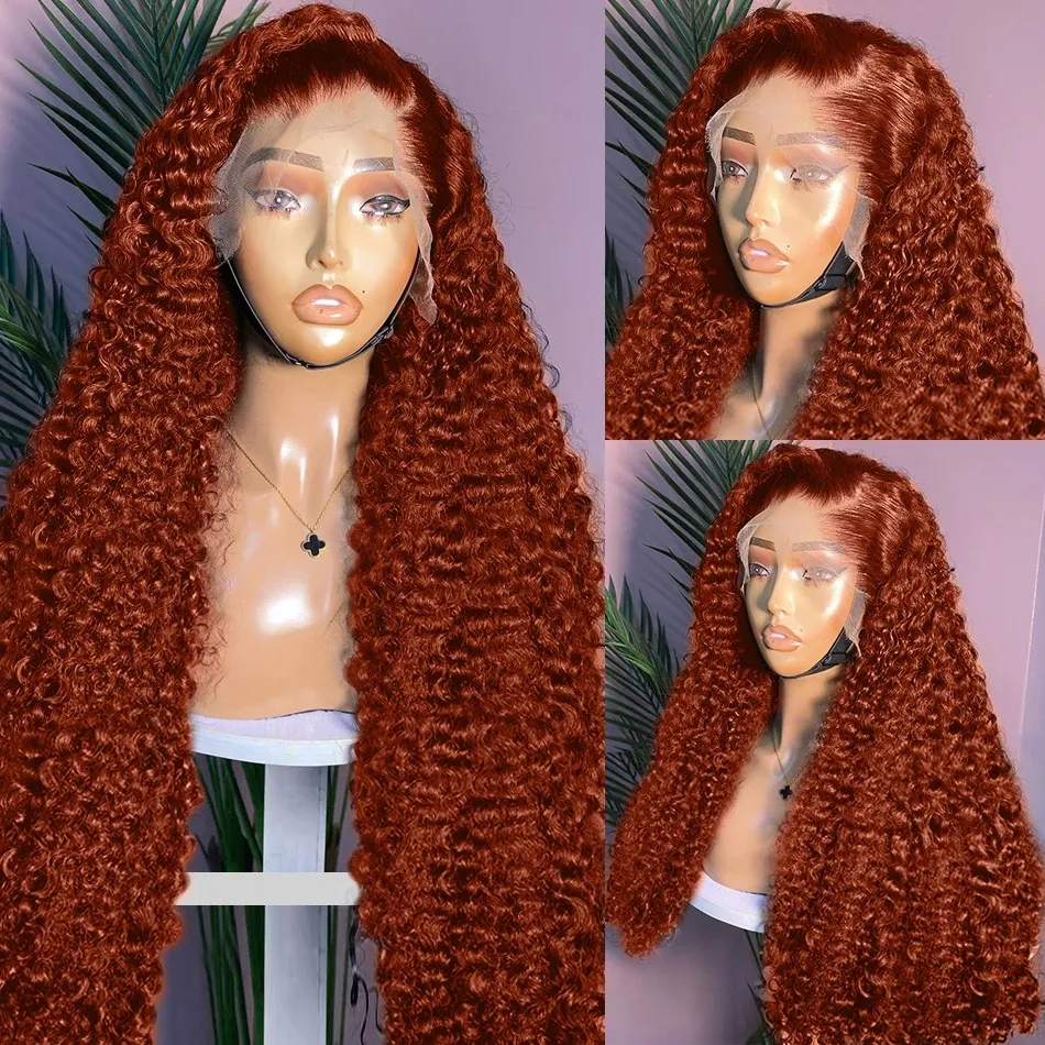 250% вьющиеся рыжие оранжевые 13x6 HD парики из натуральных волос на кружеве спереди глубокая волна 30 дюймов цветные 13x4 кружева фронтальный парик бразильский для женщин