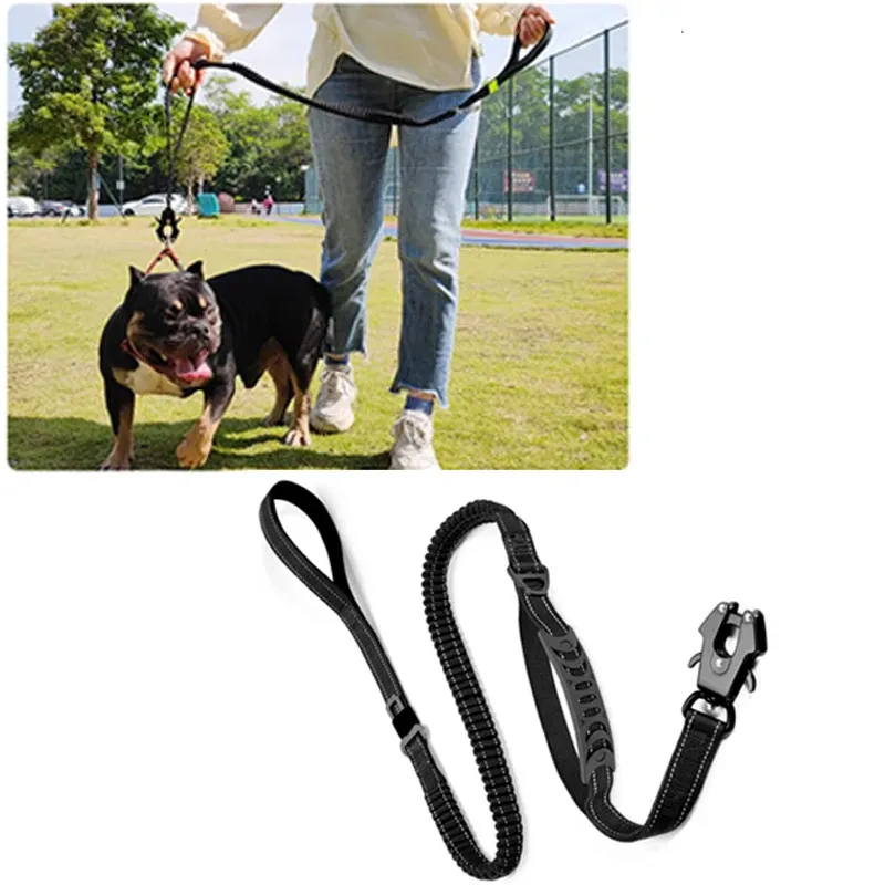 Leinen Hundeleine mit robuster Hundeleine, starker Frosch-Clip, Verkehrsgriff, stoßdämpfende Haustier-Bungee-Leine für das Hunde-Walking-Training