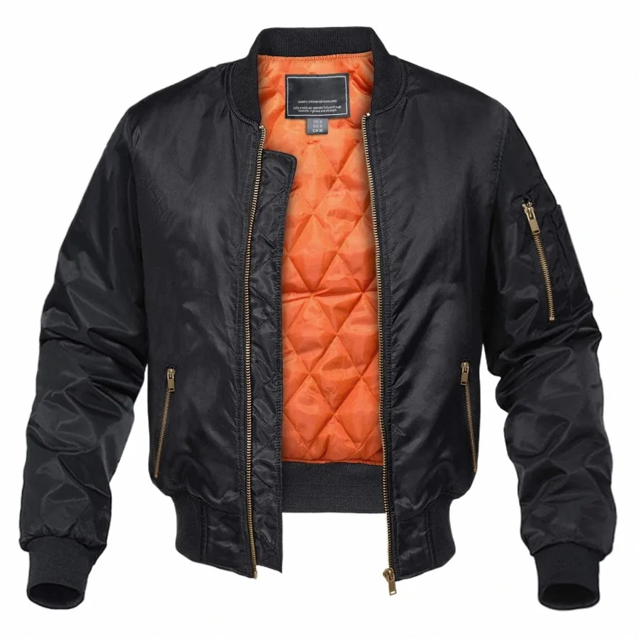Magcomsen Vestes d'aviateur pour hommes épais chaud doublure orange Bomber vestes automne hiver manteaux coupe-vent décontractés u4JJ #
