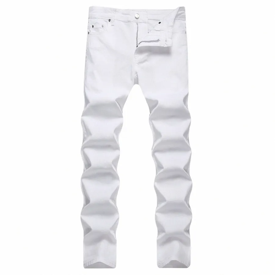 Big size 40 42 Europa fi stijl Mannen Jenas Denim Broek Gedrukt streep skinny Broek Slanke witte jeans voor man 1183 k685 #