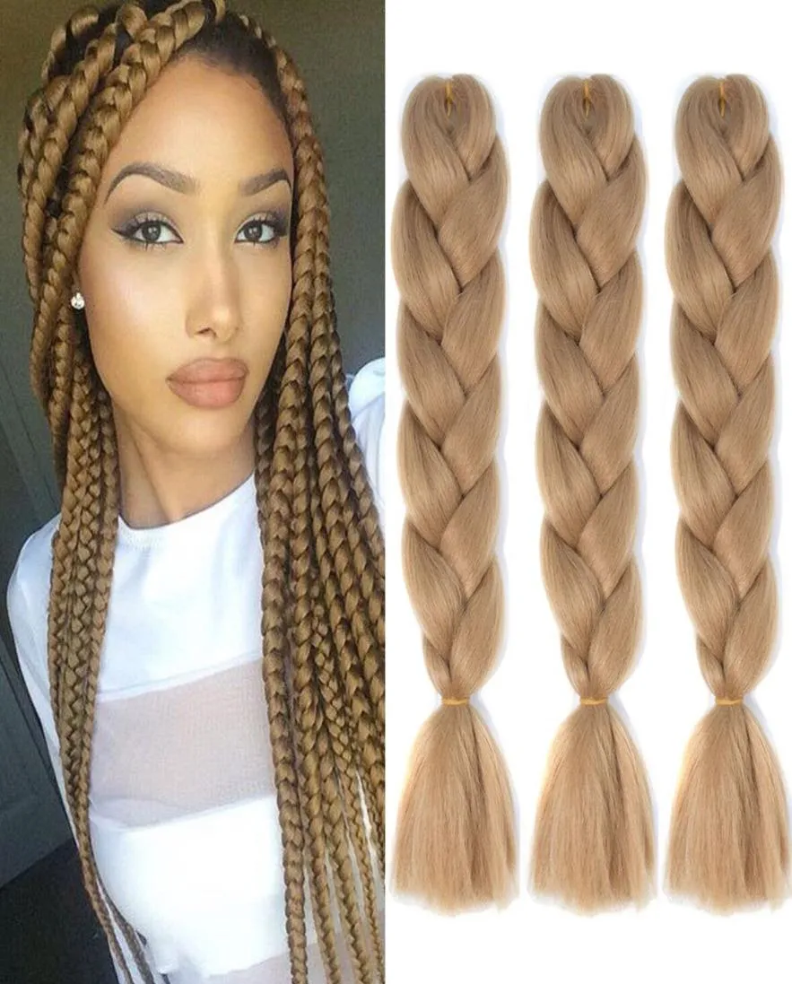 Selling 24 inch Jumbo Braiding Hair Extensions 1PcsLot 100gpcs Synthetic Hair Kanekalon Fiber Crochet Hair Braids For1319530