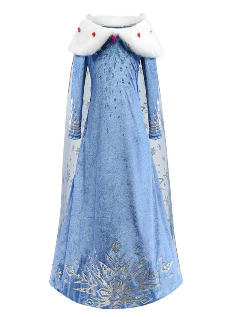 Girls Cosplay Dresses Queen Snowflake Cloak Dress Up Stage Performance Kids Clothes Snow Christmas Party Show Dress 310T 074936575