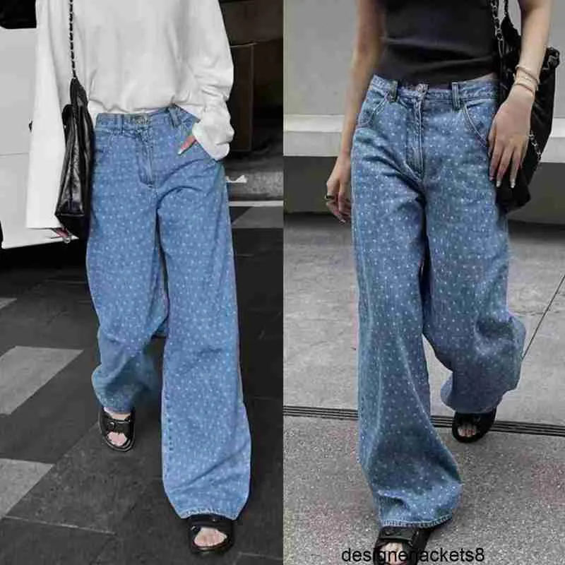 Designer taille haute coupe ample minceur jambe droite jambe large jean pour femme printemps été pantalon drapé à la mode et polyvalent G9UE