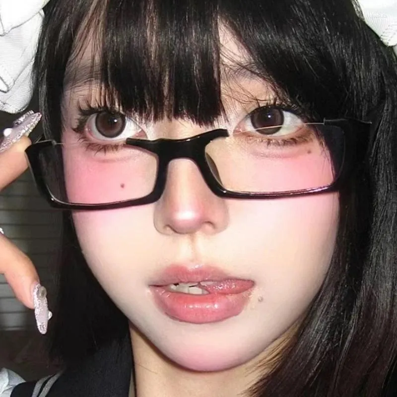 Sunglasses Anime Half Frames Glasses For Women Vintage Square No Lens Optical Spectacles Eyewear Girls Cosplay Pography Eyeglasses