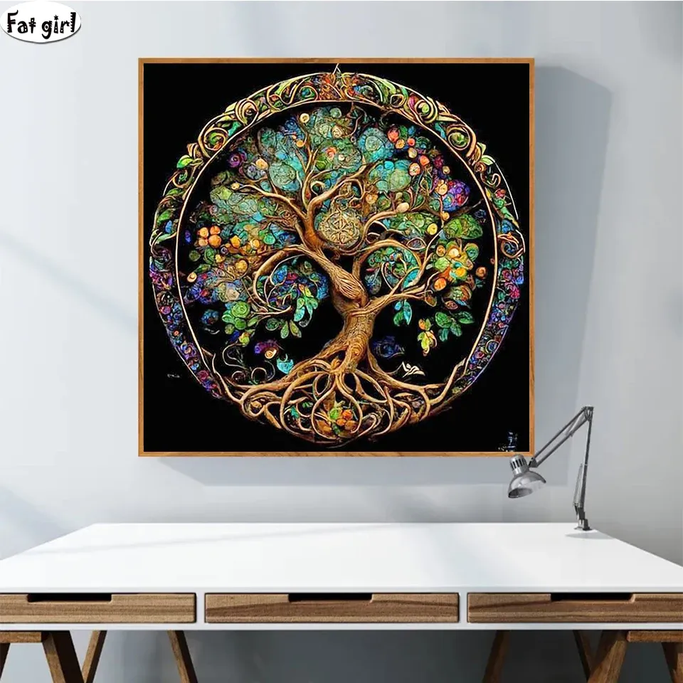 Stitch trapano completo 5d diamanti dipinto di vendita di vendita albero della vita ricamo diamantato kit punto croce kit a mosaico arte decorazioni per la casa decorazioni per la casa