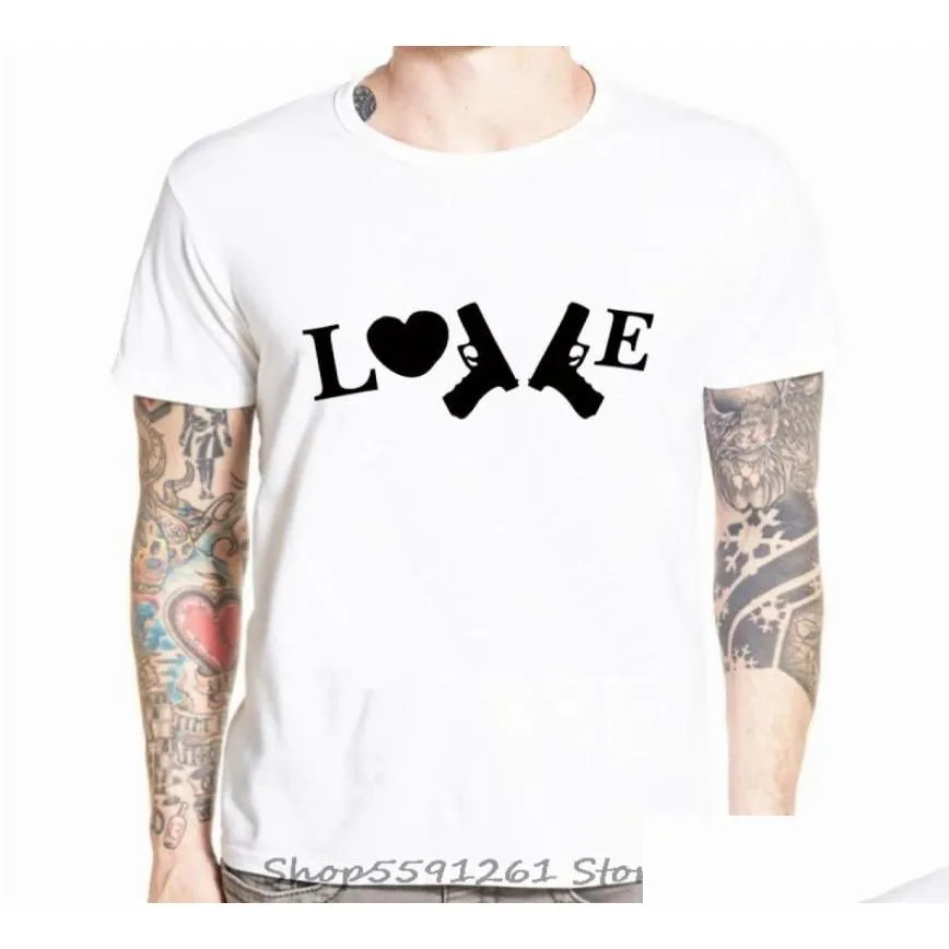 Mens T-Shirts Men039S Oneck Short Sleeve Tshirt Novelty Love Gun Cartoon Casual Cool Funny Streetwear Print Men Tops 3119708 Best Drop Otasa