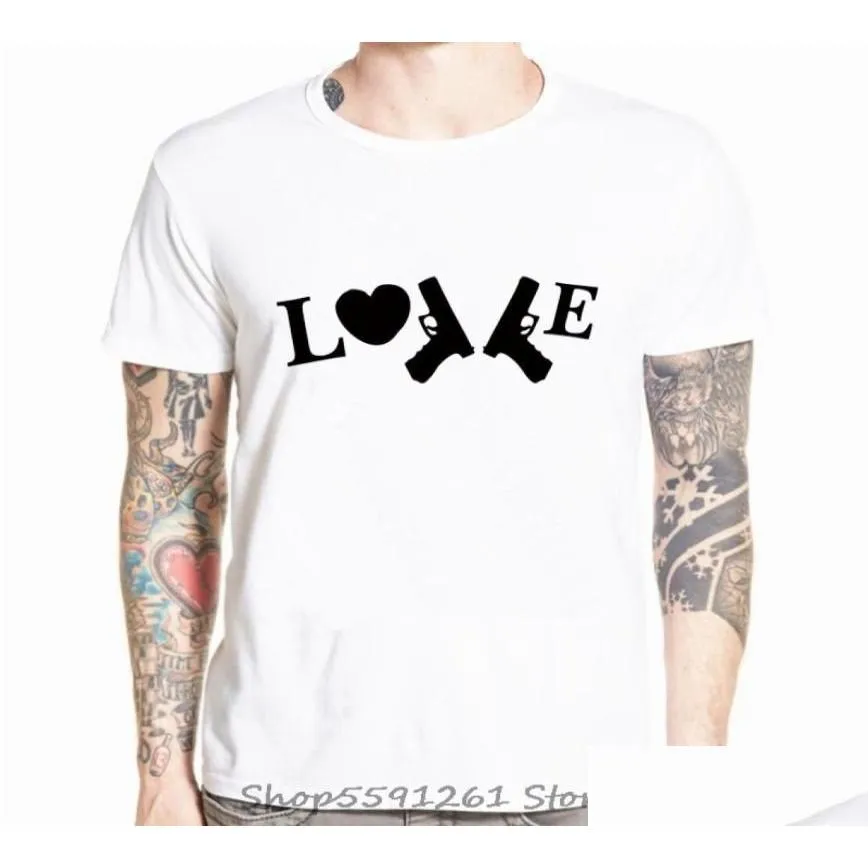 Herren T-Shirts Men039S Oneck Kurzarm T-Shirt Neuheit Love Gun Cartoon Casual Cool Funny Streetwear Print Männer Tops 3119708 Best Drop Otasa