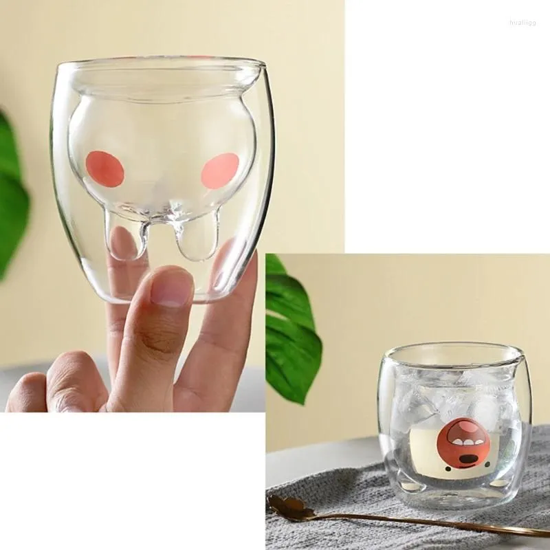 Bicchieri da vino Versatile tazza di vetro a doppio strato a forma di animale a doppia parete isolata adatta a vari usi