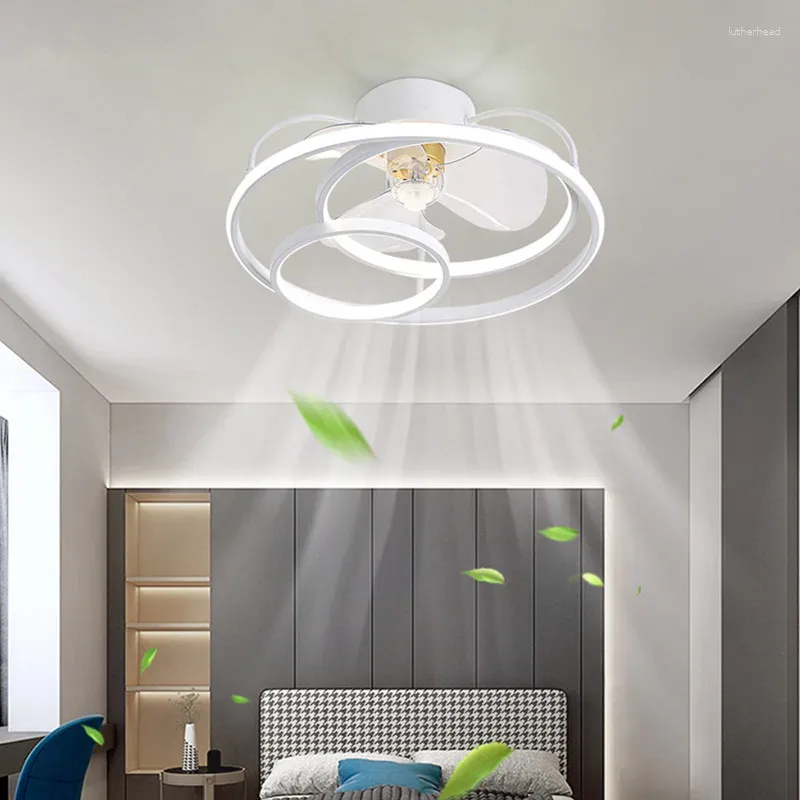 Modern Akıllı Led Tavan Fan lambası Uygulaması Uzaktan Kumanda Ayarlanabilir Hızlı Dimmable Fanlar Yatak Odası için Işık Fikstürü