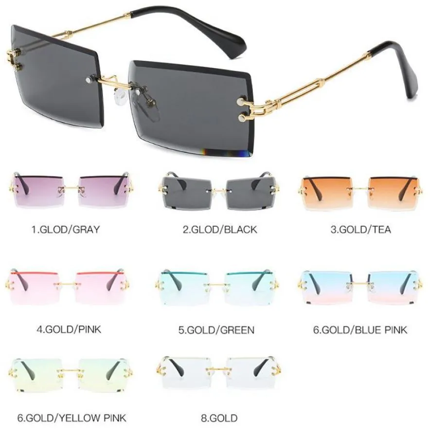 Projektantki okulary przeciwsłoneczne Nowy styl bezramkowe szklanki przeciwsłoneczne Moda Gradient różowy niebieski zielony kolor kobiety okulary przeciwsłoneczne 8 Colo6123168