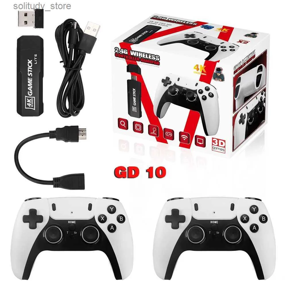 Draagbare gamespelers GD10 Pro Retro gameconsole 4K 60f HDMI-uitgang Lage latentie TV-gamestick 2.4G Dual Handle Draagbare gameconsole voor thuis Q240326