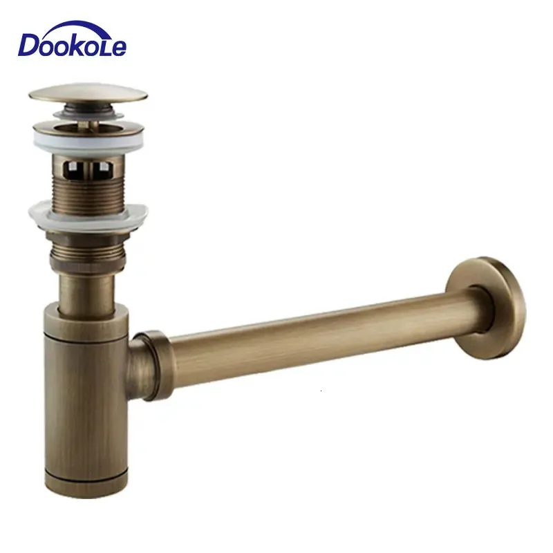 DOOKOLE Bathroom 1 1/4 Bottle P-Trap Waste Pipe Tube Adjustable Height with Pop-up Drain Stopper Kit Assembly 240311