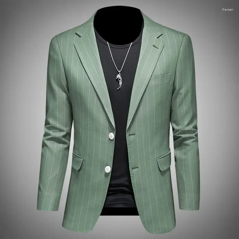 Męskie garnitury wysokiej jakości pionowy temperament temperament menu menu Slim Fit Business Spring Blazers Spring Autumn Mężczyzna duża rozmiarze