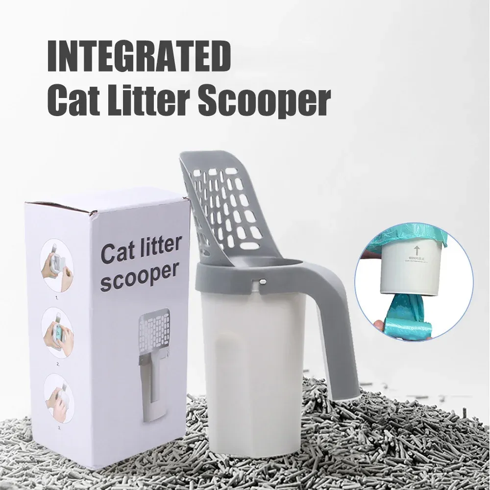 Scoop per lettiera per gatti integrato in casa con pala di ricarica filtro pala pulita per toilette immonio