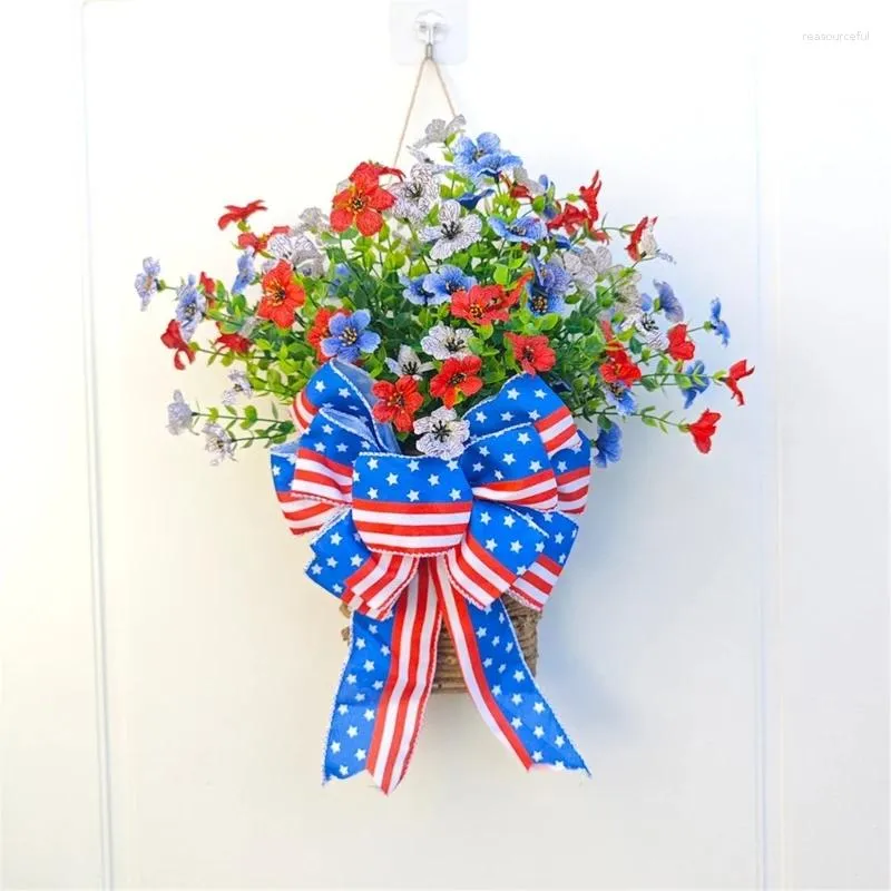 Dekorativa blommor Amerikanska krans Traditionella partiförsörjningar Artificial Flower Patriotic Day Decors for National