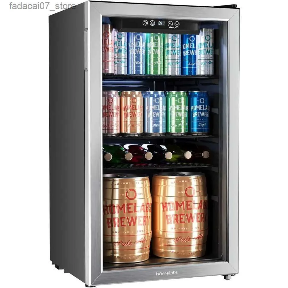 Geladeiras Freezers Refrigerador e refrigerador de bebidas -120 minigeladeiras com portas de vidro para refrigerante ou vinho - com prateleiras ajustáveis e removíveis Q240326