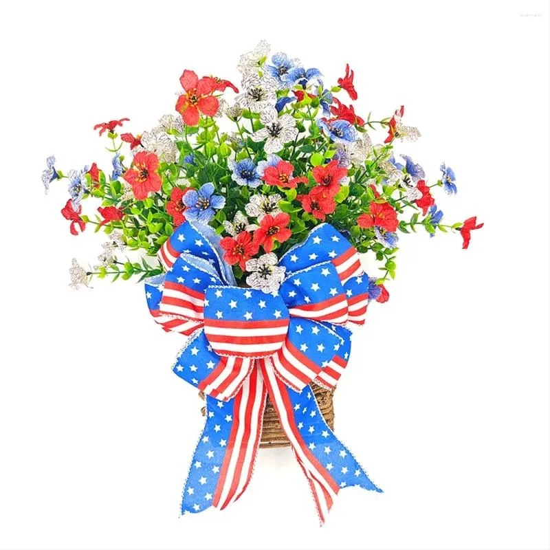 Decorative Flowers Patriotic Day Decoration For Front Door Independence 4th Of July Indoor Outdoor Red White Blue