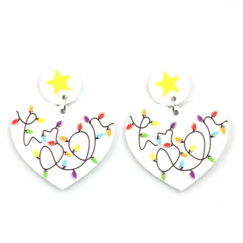 Boucles d'oreilles pendantes 1 paire, produit CN goutte coeur lumières colorées de noël, bijoux acryliques tendance pour femmes