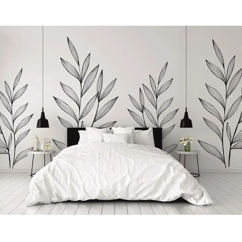 Stickers Large Palm leaves X 2 Wall Decal Stemmed Garden Leaves, Nature Wall Art, Living Room Decor, Bedroom Wall Art, Tropical 3C89