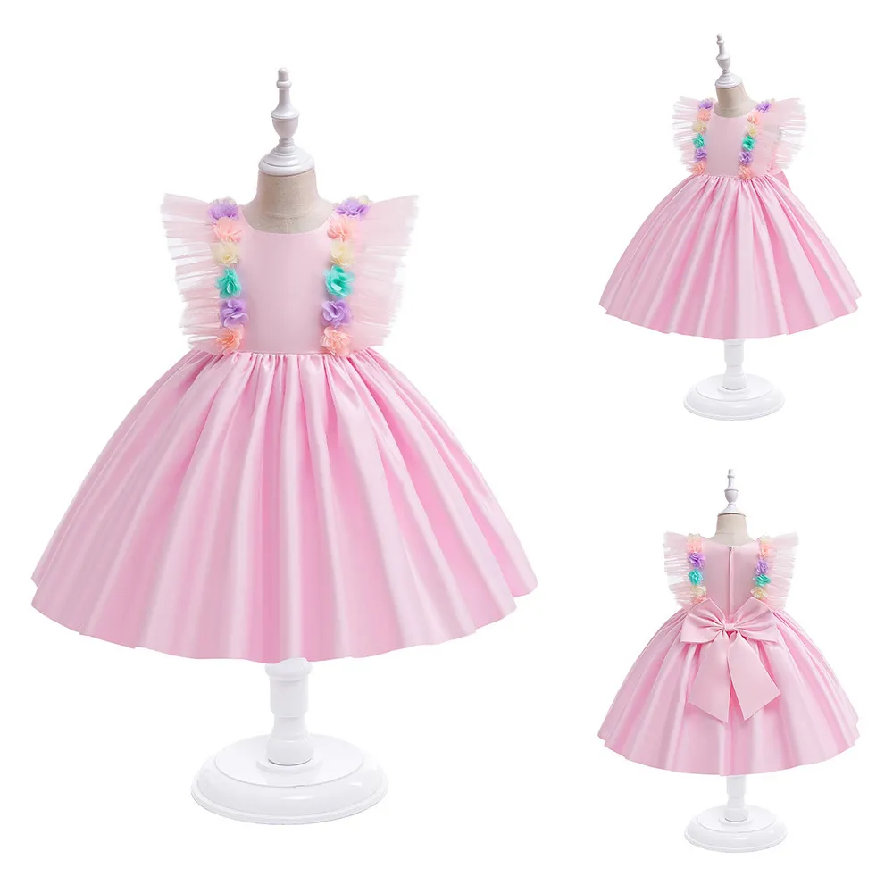 Sweet bubble gum Pink Jewel V-Neck Girl's Pageant Dresses Flower Girl Dresses Girl's Birthday/Party Dresses Girls Everyday Skirts Kids' Wear SZ 2-10 D326182