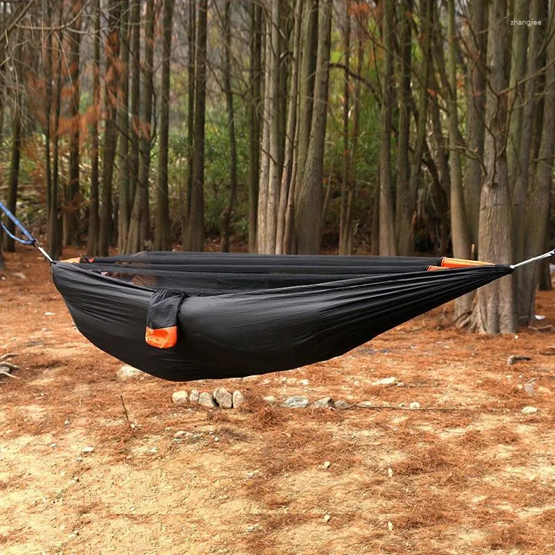 Camp Furniture Camping Hammock 2 Persons vuxen hängande tält Stark myggnät Ultralight Stand Portable Tree Stems Swing