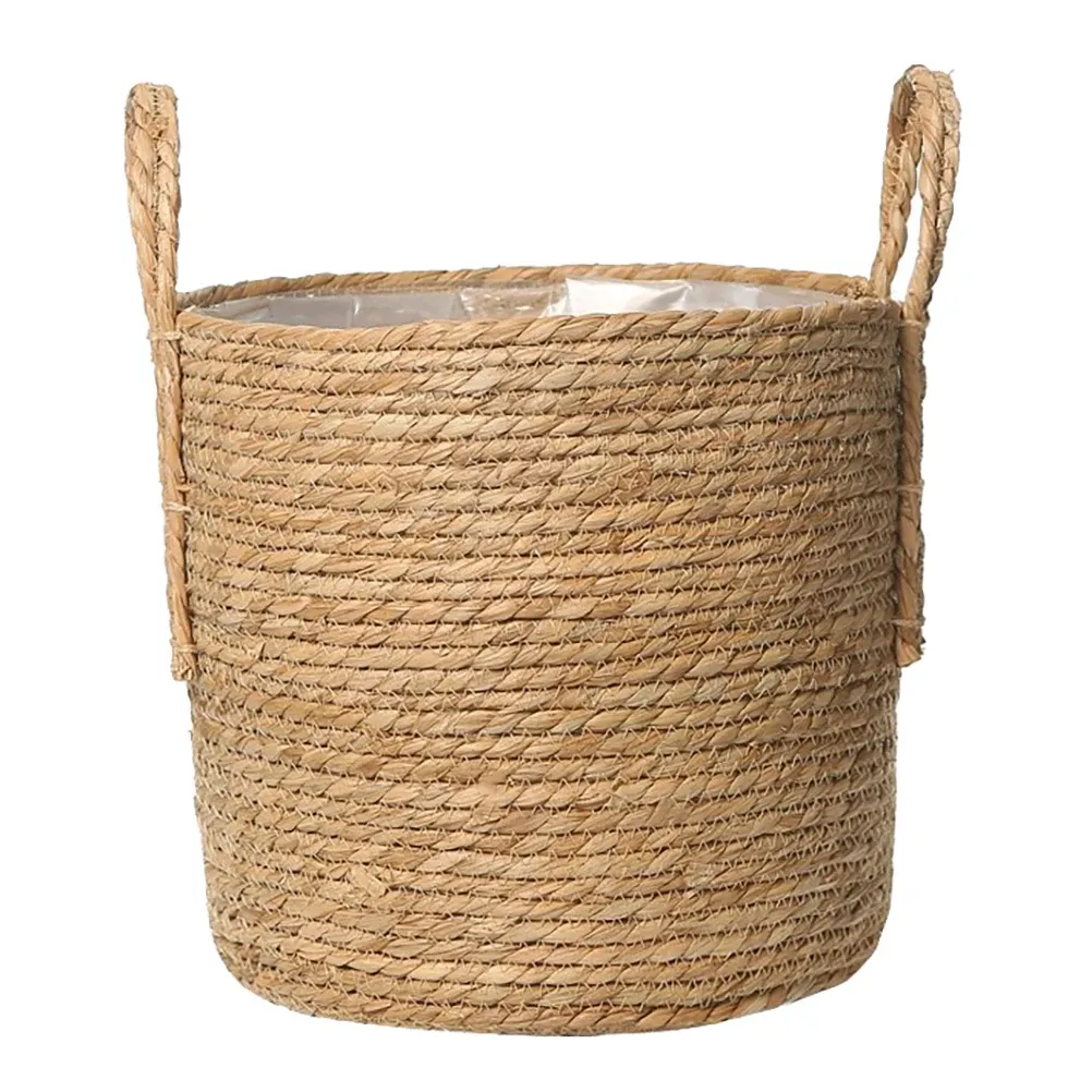 Cestini Cestino Fiore intrecciato Pianta Fioriera Vaso di stoccaggio Vaso Seagrass Rattan Cestini di paglia Vaso di fiori Portacorda in vimini Vasi Pavimento rustico