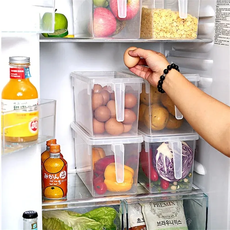 Kök transparent pp lagringslåda korn bönor förvaring innehåller förseglade hem arrangör mat container kylskåp förvaringslådor