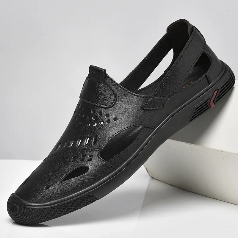 Chaussures décontractées en cuir véritable pour hommes, mocassins de styliste d'été respirants, noirs italiens
