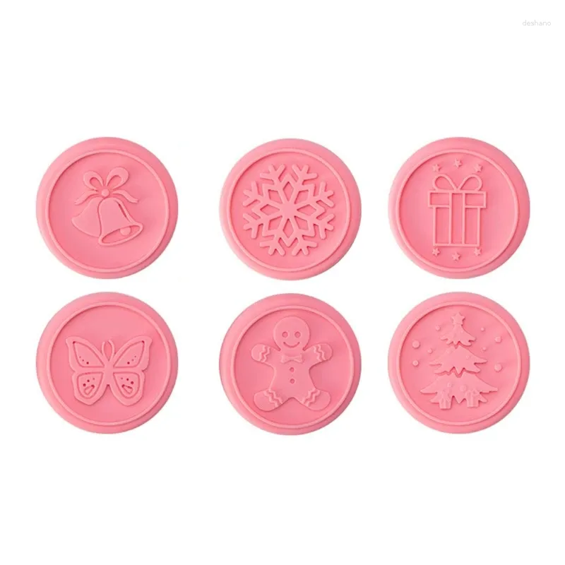 Baking Moulds 6 PCS Silicone DIY Cookie Cutters Biscuit Mold Christmas Theme Ring Tree Shape Handmade Easy To Clean And Store