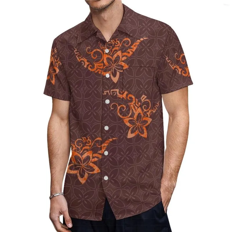 Chemises décontractées pour hommes Imprimer sur demande Custom Mens Beach Polynésien Vêtements Hawaii Tribal Manches courtes pour hommes