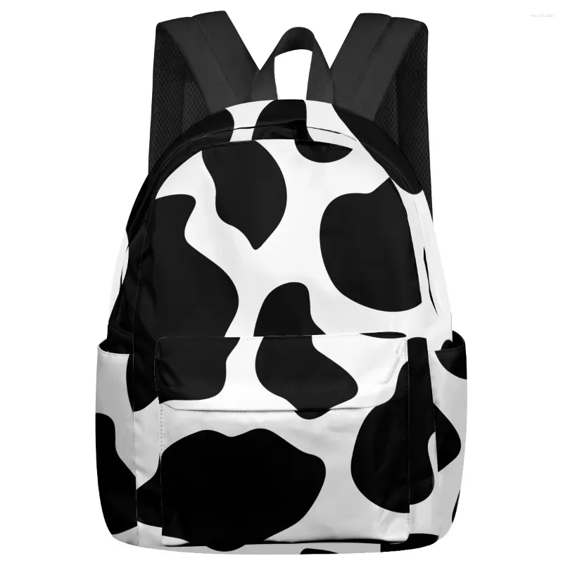 Backpack Cow Pattern Black And White Love Spot Cartoon Large Capacity Men Laptop Bags High School College Girl Student Mochila