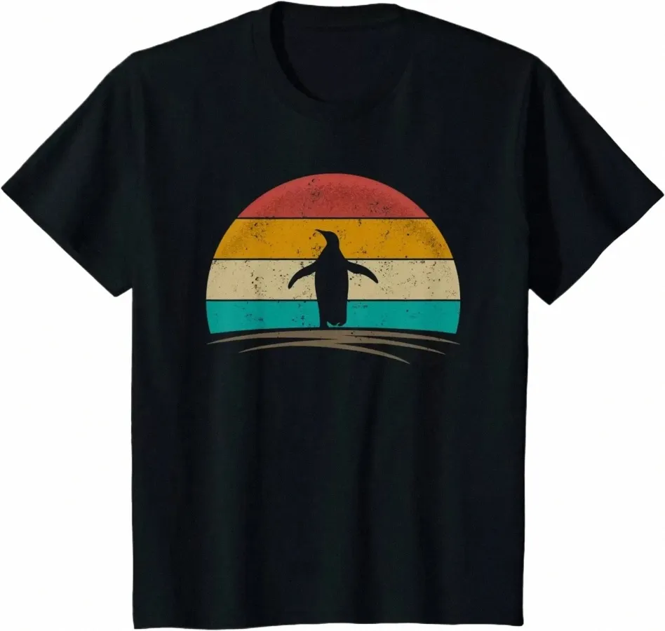 Vintage Penguin Retro 70-tals djurälskare män kvinnor t-shirt grafik t skjortor streetwear cott dagligen fyra hav tees y6an#