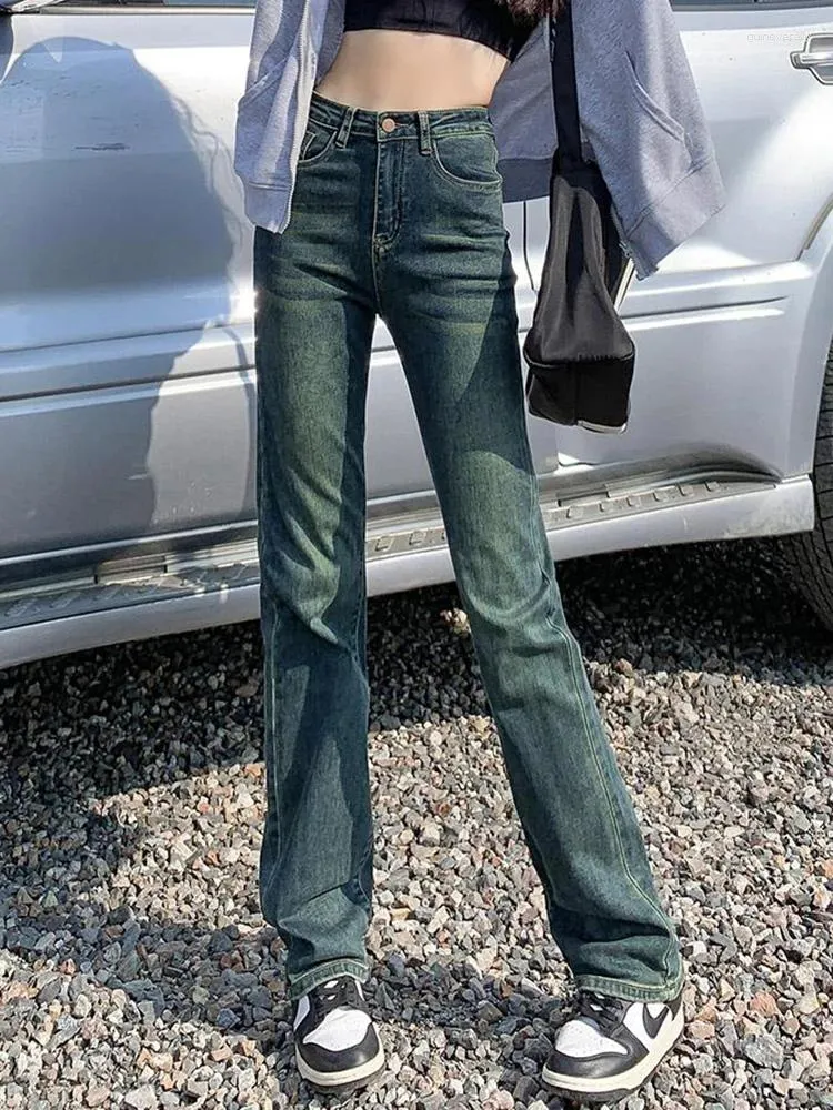 Damenjeans JRJL Chic Hohe Taille Für Frauen 2024 Frühling Vintage Einfache Klassische Streetwear Reißverschlüsse Gerade Lange Länge Hosen