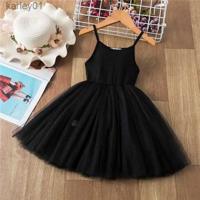 Mädchen Kleider Mädchen Sommer Solide Tüll Weste Kleid Kleinkind Kinder Erster Jahrestag Abendkleid Kinder Sling Kleid Baby Neujahr Party Kleidung yq240327