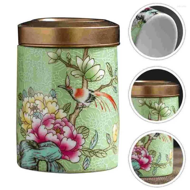 Storage Bottles Cereal Container Enamel Tea Canister Portable Food Jar Ceramic Travel