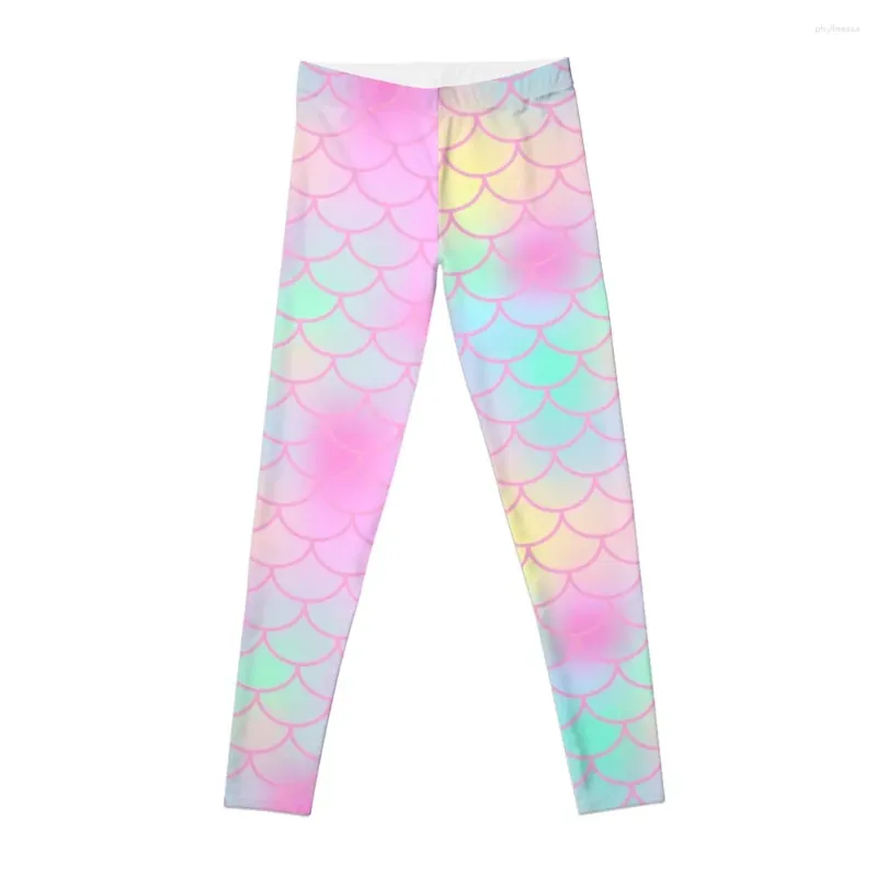 Active Pants Watercolor Pink Mermaid Leggings Leginsy Push Up Sportswear Woman Gym Womens