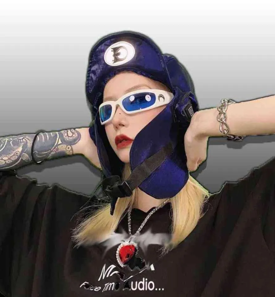 Cykl designerski luksusowe okulary przeciwsłoneczne Hip Hop okulary przyszłe zmysł zintegrowana sieć Red Spice Girl moda Y2K Disco Hip Hop 8383433