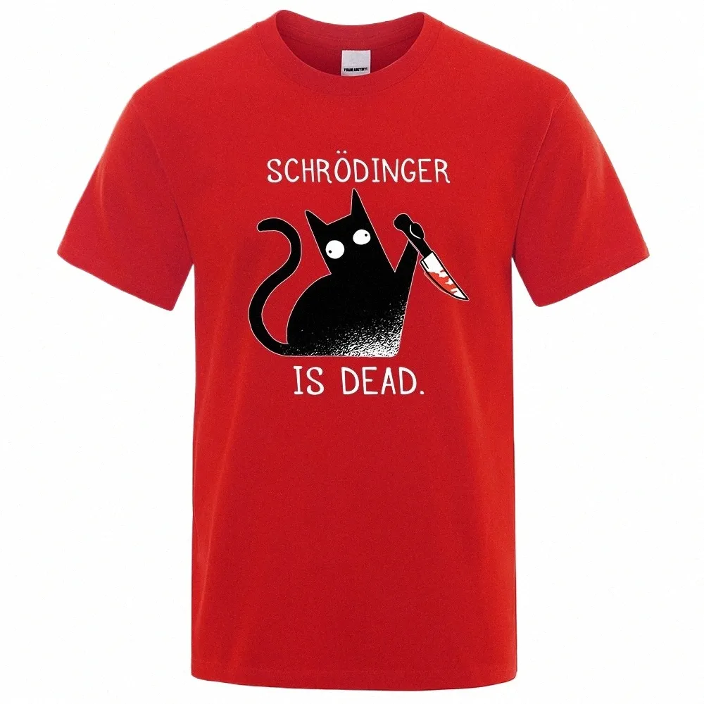 Schrödinger ist tot Black Cat Fi Weiches T-Shirt Mann Hochwertige T-Shirts Übergroße T-Shirts Cott Kurzarm Street Tops I286 #