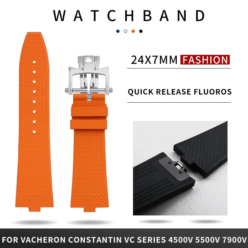Correa de reloj de goma Fluoros FKM de liberación rápida de 24x7mm para correa VC en el extranjero 4300V 4500V 5500V 7900V correa de reloj 240314