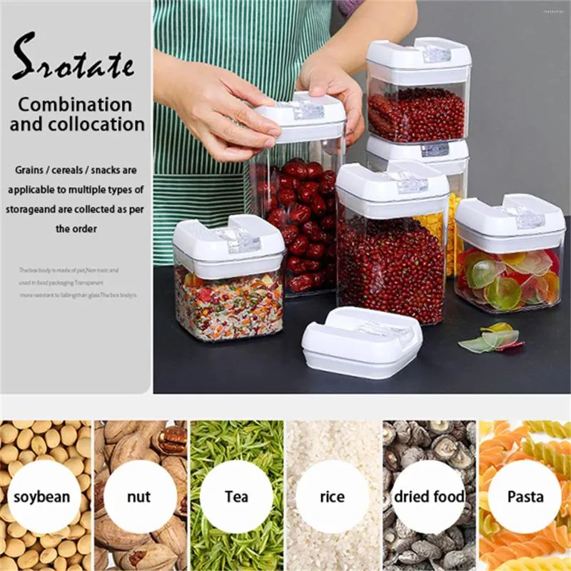 Storage Bottles Plastic Food Containers With Lids 7pcs Airtight Kitchen Canisters For Flour Cereal Sugar Pantry Organization Labels