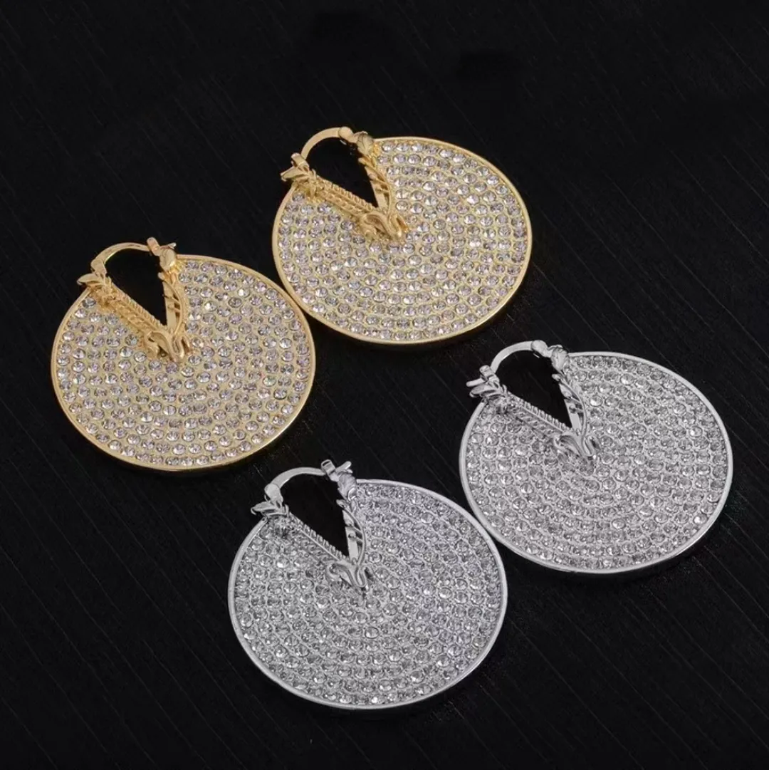 Nieuwe Designer oorbellen Volledige diamant Ronde Dangle Oorbellen voor vrouwen Oorbel oorringen Luxe merk sieraden cadeau