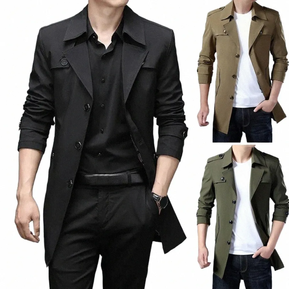 Nieuwe Lente Mannen Trench Fi Engeland Stijl Lg Trenchcoats Heren Casual Bovenkleding Jassen Windjack Merk Heren Kleding 2023 j0ED #