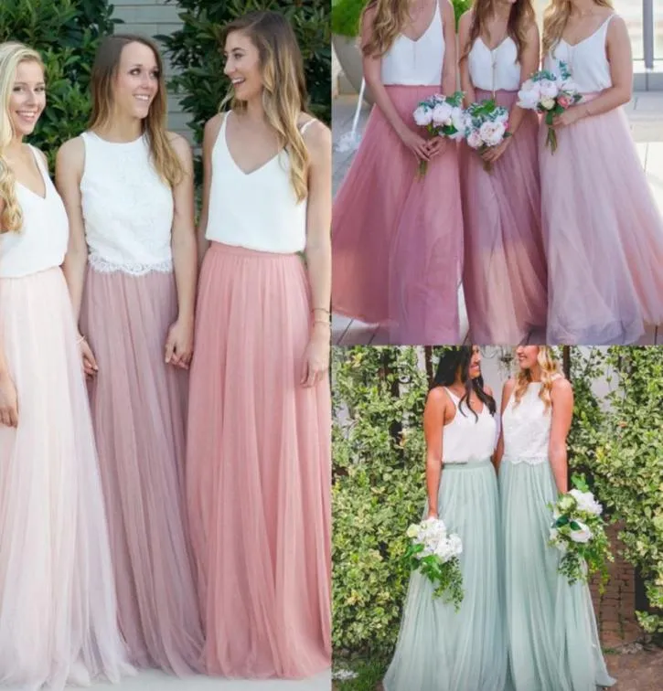 Modest Long Bridesmaid Dresses Without Blouse Tulle Skirts Tiered Ruffles Custom Made FloorLength Cheap Long Bridesmaid Skirts 208377126