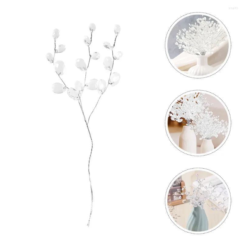 Decorative Flowers 100 Stems Artificial Bead Flower Decorations Centerpieces For Tables Wedding Acrylic Kitchen DIY Models Bride