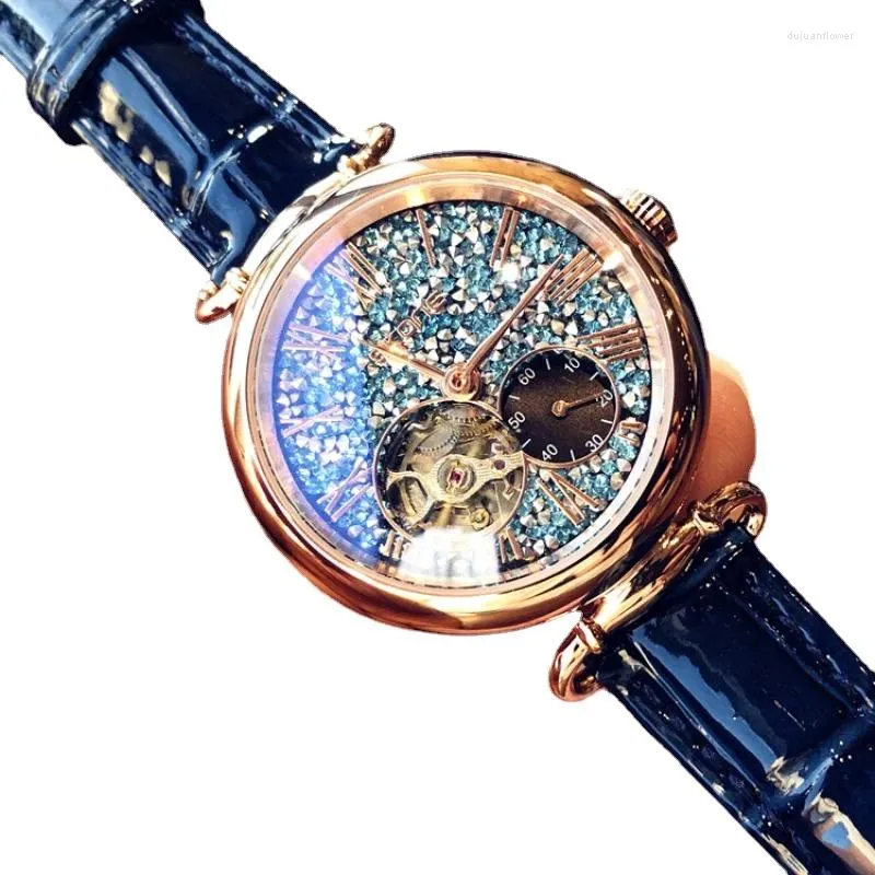 Montres-bracelets Starry Femme Montre Haut de gamme Creux Automatique Mécanique Haute Valeur Lumière Luxe Rétro