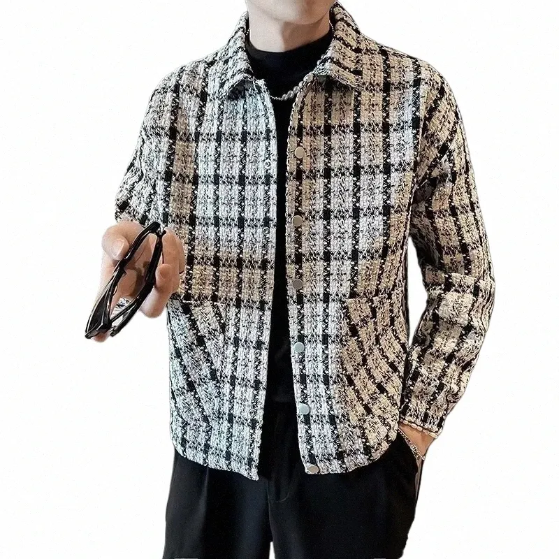 Nuevo abrigo a cuadros chaleco fi marca slim-fit ropa de hombre top pop plankt chaqueta hermosa n9VE #